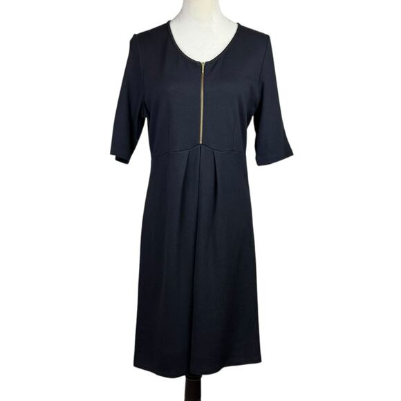 Isabella Oliver 4 Maternity Black Round Neck Short Sleeve Zip A-Line Mini Dress - Picture 1 of 12